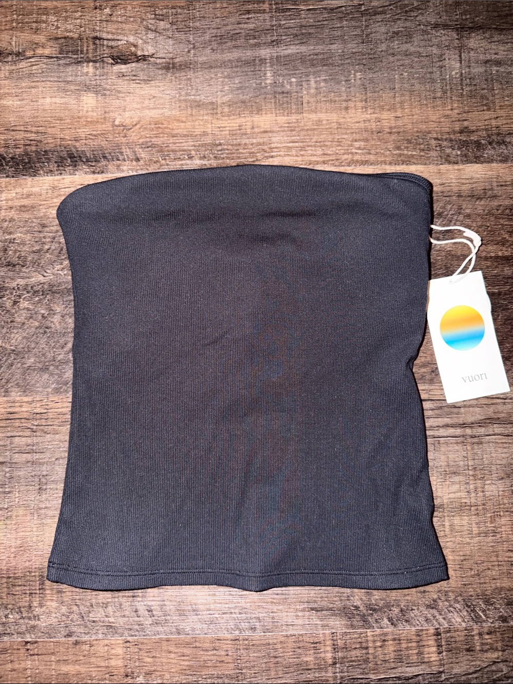 Vuori Black Ribbed Strapless Tube Top